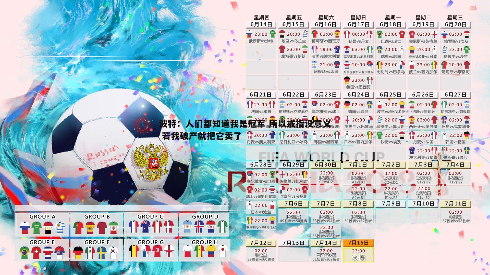 波特:人们都知道我是冠军 所以戒指没意义 若我破产就把它卖了